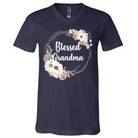 Blessed Grandma Floral V-Neck T-Shirt