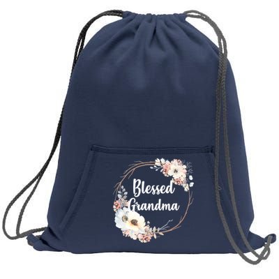 Blessed Grandma Floral Sweatshirt Cinch Pack Bag