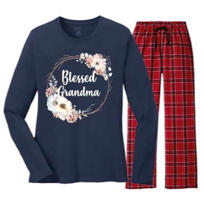 Blessed Grandma Floral Women's Long Sleeve Flannel Pajama Set 