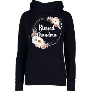 Blessed Grandma Floral Womens Funnel Neck Pullover Hood