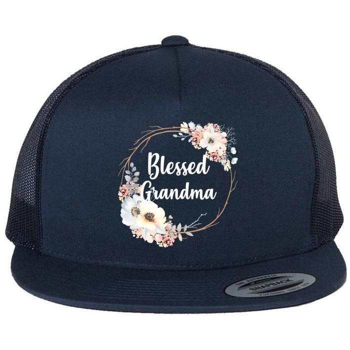 Blessed Grandma Floral Flat Bill Trucker Hat