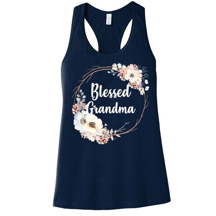 Blessed Grandma Floral Women's Racerback Tank