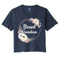 Blessed Grandma Floral Women's Crop Top Tee