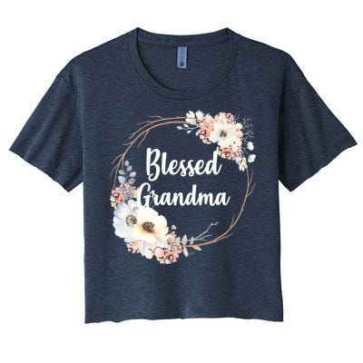 Blessed Grandma Floral Women's Crop Top Tee