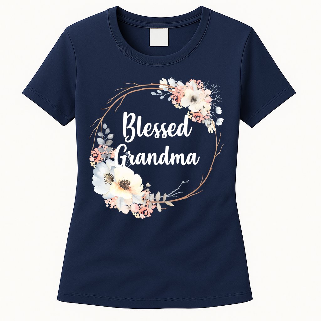 Blessed Grandma Floral Womens T-Shirt