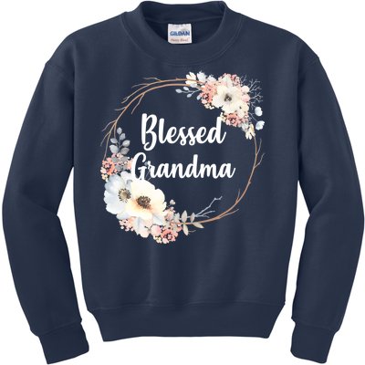 Blessed Grandma Floral Kids Sweatshirt