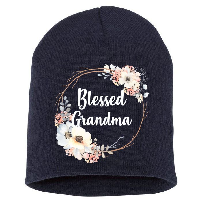 Blessed Grandma Floral Short Acrylic Beanie