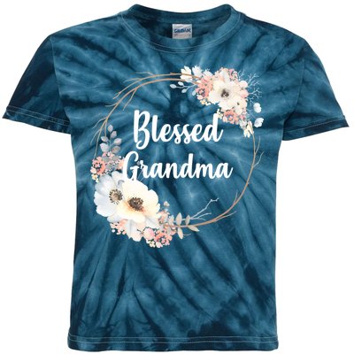 Blessed Grandma Floral Kids Tie-Dye T-Shirt