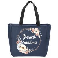 Blessed Grandma Floral Zip Tote Bag