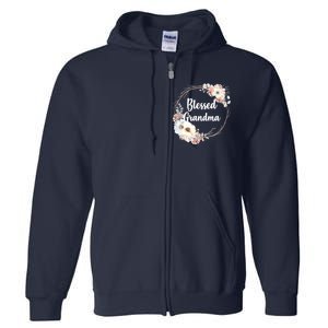 Blessed Grandma Floral Full Zip Hoodie