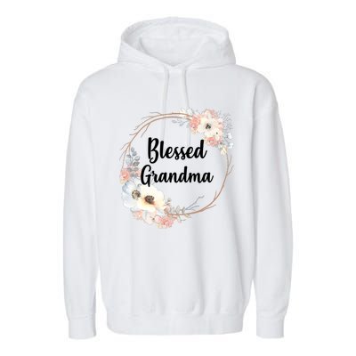 Blessed Grandma Floral Garment-Dyed Fleece Hoodie