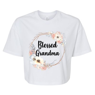 Blessed Grandma Floral Bella+Canvas Jersey Crop Tee