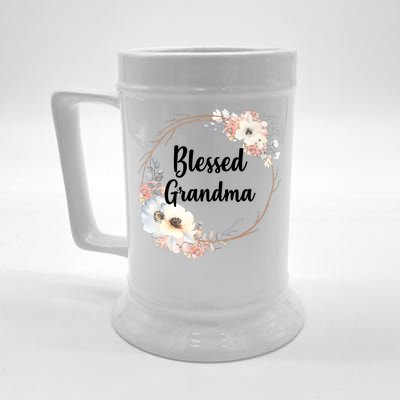 Blessed Grandma Floral Beer Stein