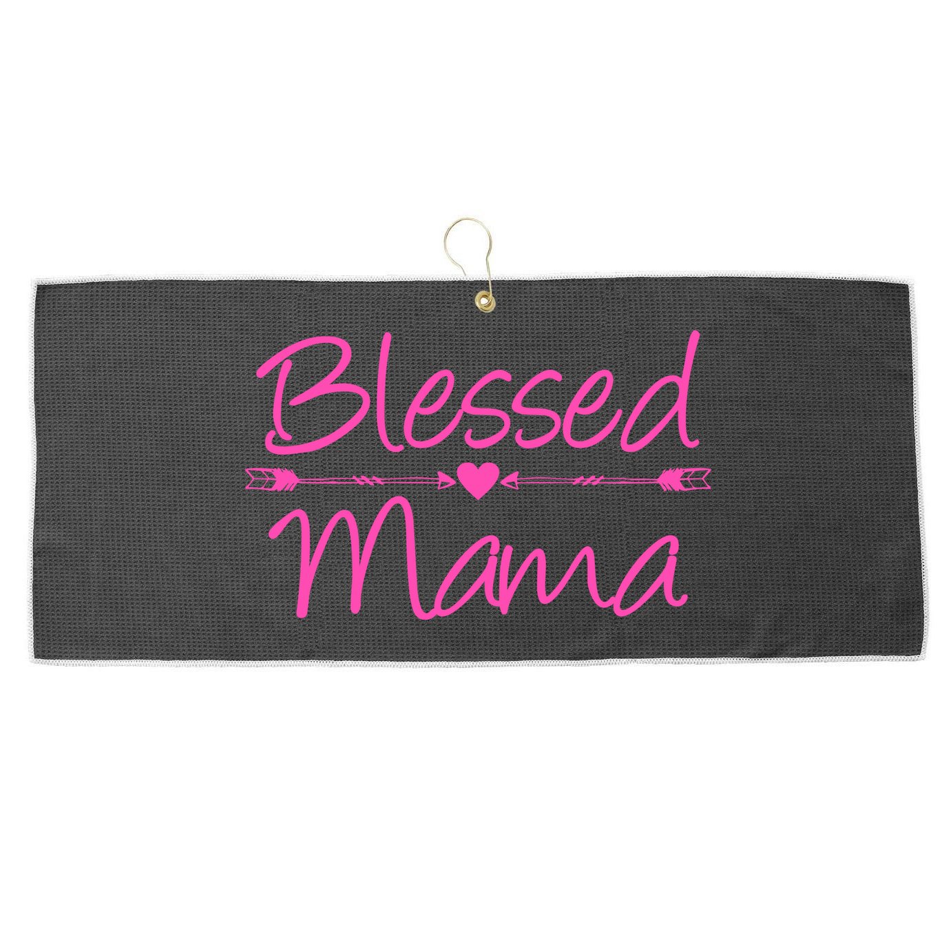 Blessed Mama Heart Arrows Mom Large Microfiber Waffle Golf Towel