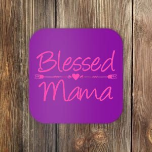 Blessed Mama Heart Arrows Mom Coaster