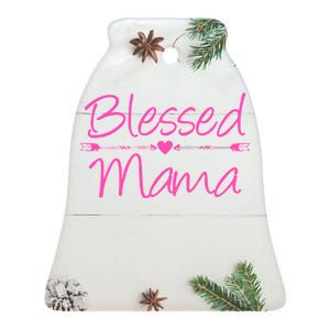 Blessed Mama Heart Arrows Mom Ceramic Bell Ornament