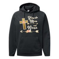 Blessed Mom And Nana Cross Floral  Performance Fleece Hoodie