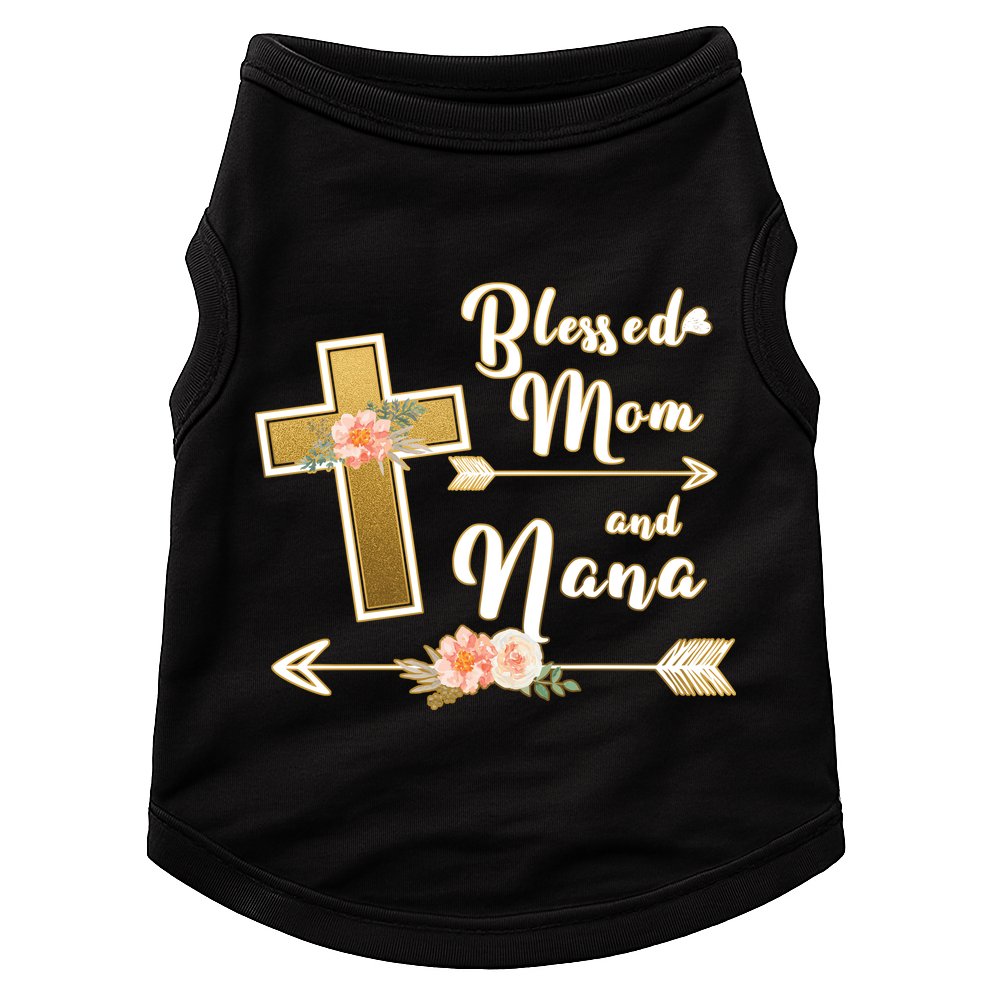 Blessed Mom And Nana Cross Floral  Doggie Tank