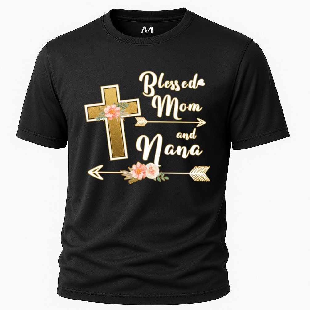 Blessed Mom And Nana Cross Floral  Cooling Performance Crew T-Shirt