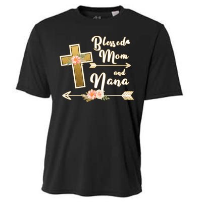 Blessed Mom And Nana Cross Floral  Cooling Performance Crew T-Shirt