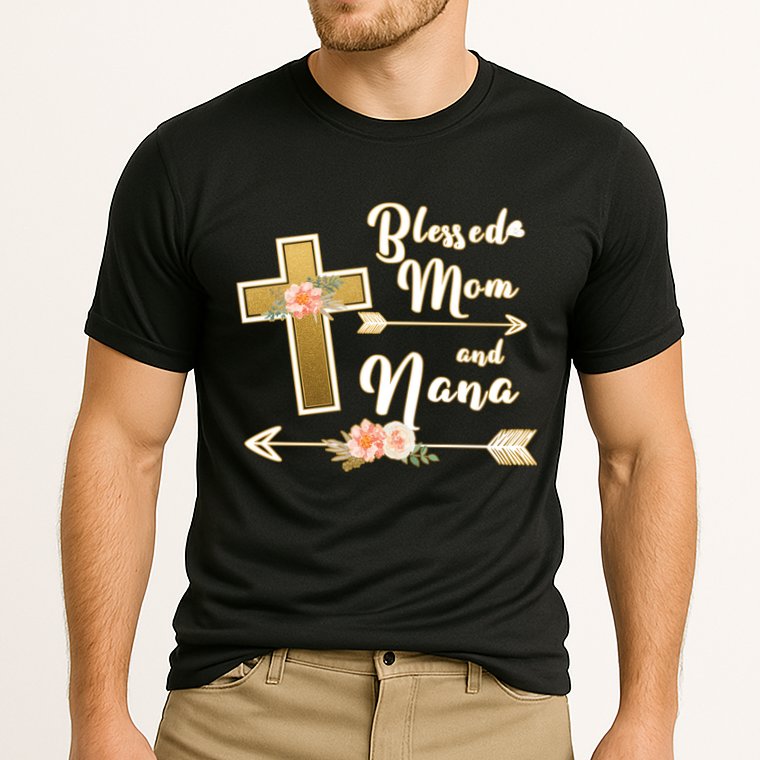 Blessed Mom And Nana Cross Floral  Cooling Performance Crew T-Shirt