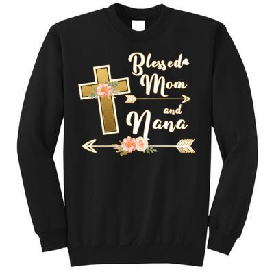 Blessed Mom And Nana Cross Floral  Sweatshirt