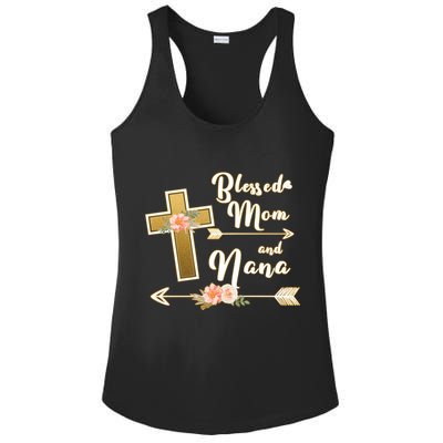 Blessed Mom And Nana Cross Floral  Ladies PosiCharge Competitor Racerback Tank