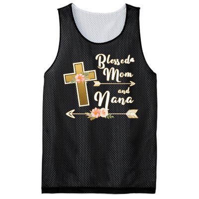 Blessed Mom And Nana Cross Floral  Mesh Reversible Basketball Jersey Tank