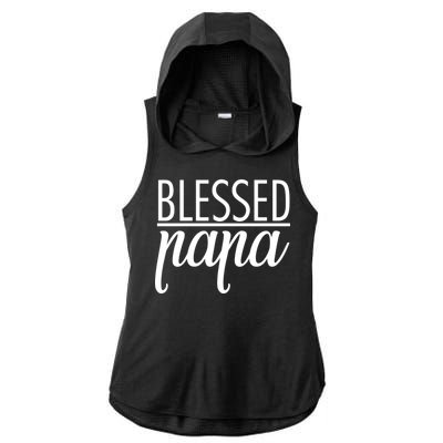 Blessed Papa Ladies PosiCharge Tri-Blend Wicking Draft Hoodie Tank