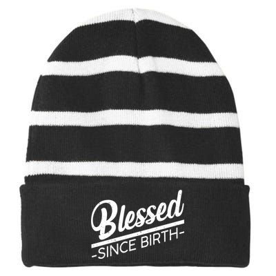 Blessed Since Birth Striped Beanie with Solid Band