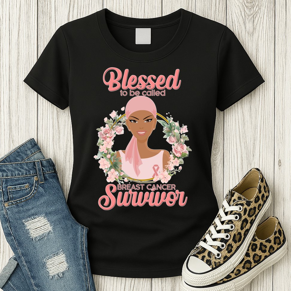 Blessed To Be Call Breast Cancer Survivor Pink Warrior Womens T-Shirt