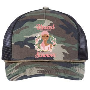 Blessed To Be Call Breast Cancer Survivor Pink Warrior Retro Rope Trucker Hat Cap