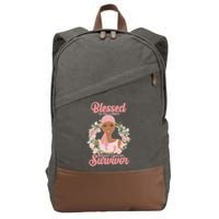 Blessed To Be Call Breast Cancer Survivor Pink Warrior Cotton Canvas Backpack