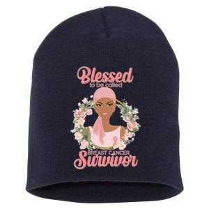 Blessed To Be Call Breast Cancer Survivor Pink Warrior Short Acrylic Beanie