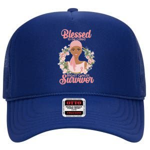 Blessed To Be Call Breast Cancer Survivor Pink Warrior High Crown Mesh Back Trucker Hat