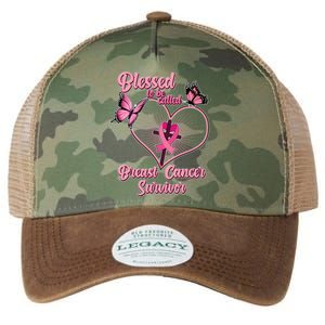 Blessed To Be Called Breast Cancer Survivor Butterflies Ribbon Cross Legacy Tie Dye Trucker Hat