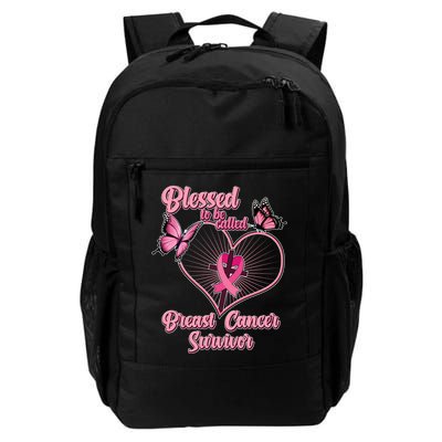Blessed To Be Called Breast Cancer Survivor Butterflies Ribbon Cross Backpack