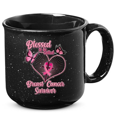 Blessed To Be Called Breast Cancer Survivor Butterflies Ribbon Cross 15oz Campfire Ceramic Mug