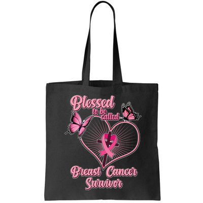 Blessed To Be Called Breast Cancer Survivor Butterflies Ribbon Cross Bag