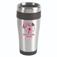 Blessed To Be Called Breast Cancer Survivor Butterflies Ribbon Cross 16oz Travel Tumbler