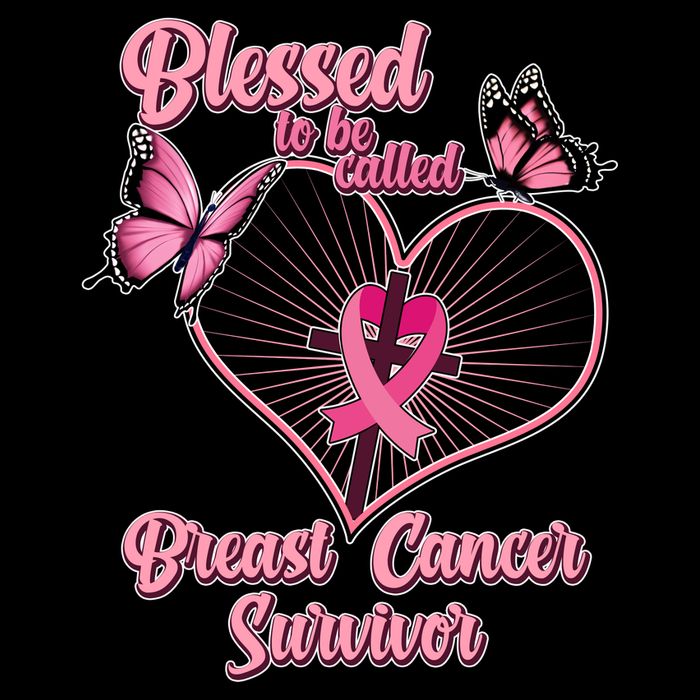 Blessed To Be Called Breast Cancer Survivor Butterflies Ribbon Cross Premium T-Shirt