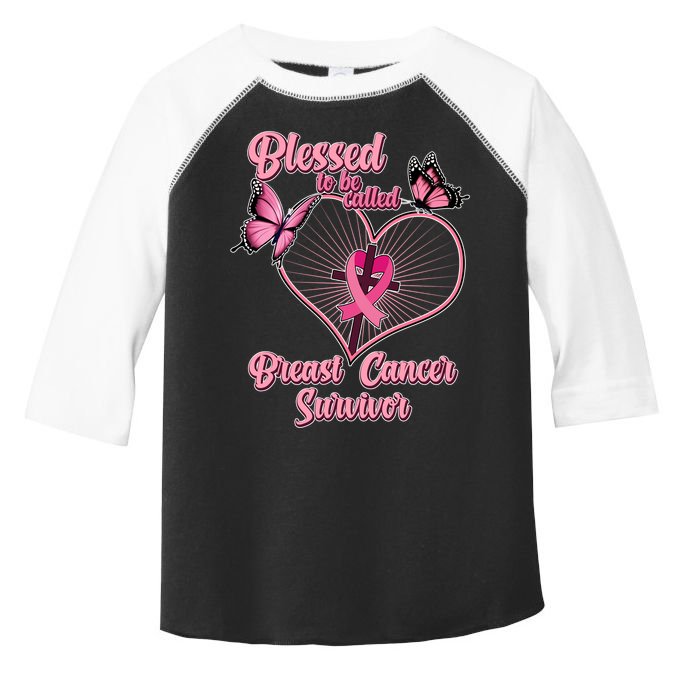 Blessed To Be Called Breast Cancer Survivor Butterflies Ribbon Cross Toddler Fine Jersey T-Shirt