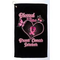 Blessed To Be Called Breast Cancer Survivor Butterflies Ribbon Cross Golf Towel