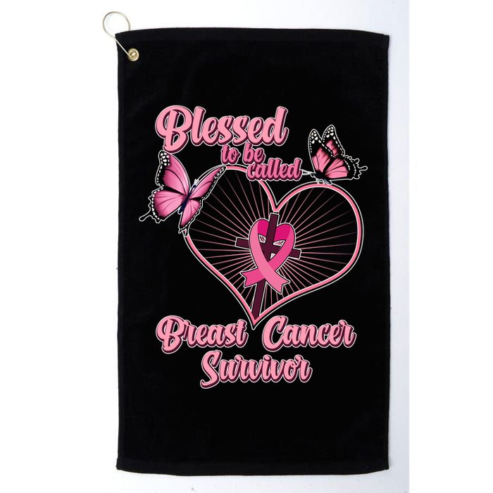 Blessed To Be Called Breast Cancer Survivor Butterflies Ribbon Cross Golf Towel