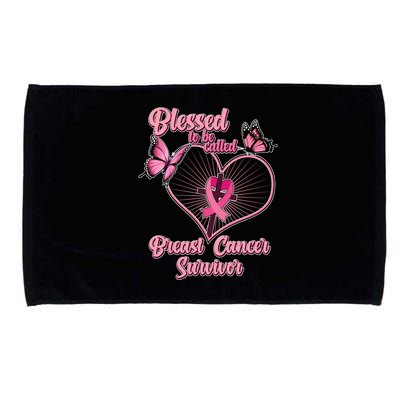 Blessed To Be Called Breast Cancer Survivor Butterflies Ribbon Cross Microfiber Hand Towel