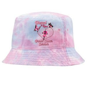 Blessed To Be Called Breast Cancer Survivor Butterflies Ribbon Cross Tie-Dyed Bucket Hat