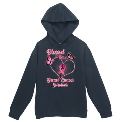 Blessed To Be Called Breast Cancer Survivor Butterflies Ribbon Cross Urban Pullover Hoodie