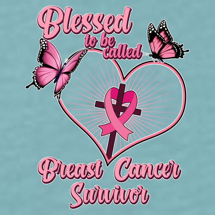 Blessed To Be Called Breast Cancer Survivor Butterflies Ribbon Cross Sueded Cloud Jersey T-Shirt