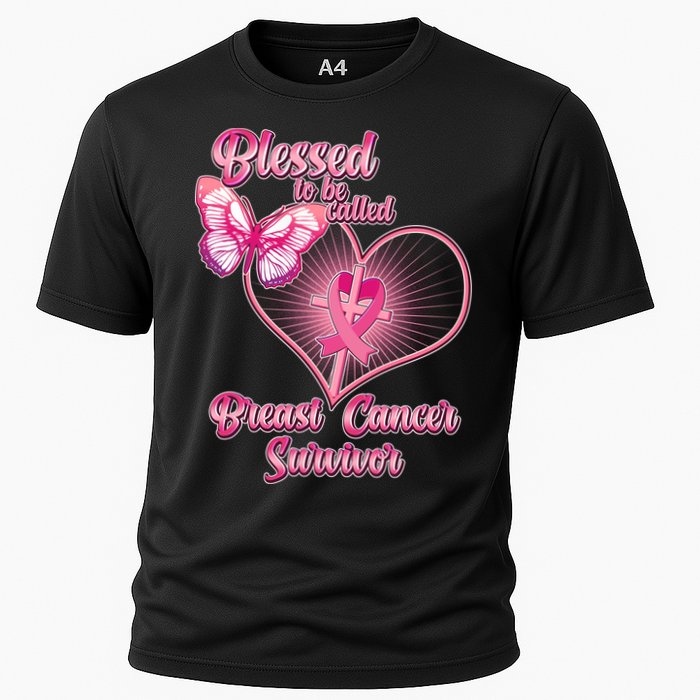 Blessed To Be Called Breast Cancer Survivor Pink Ribbon Cross Cooling Performance Crew T-Shirt