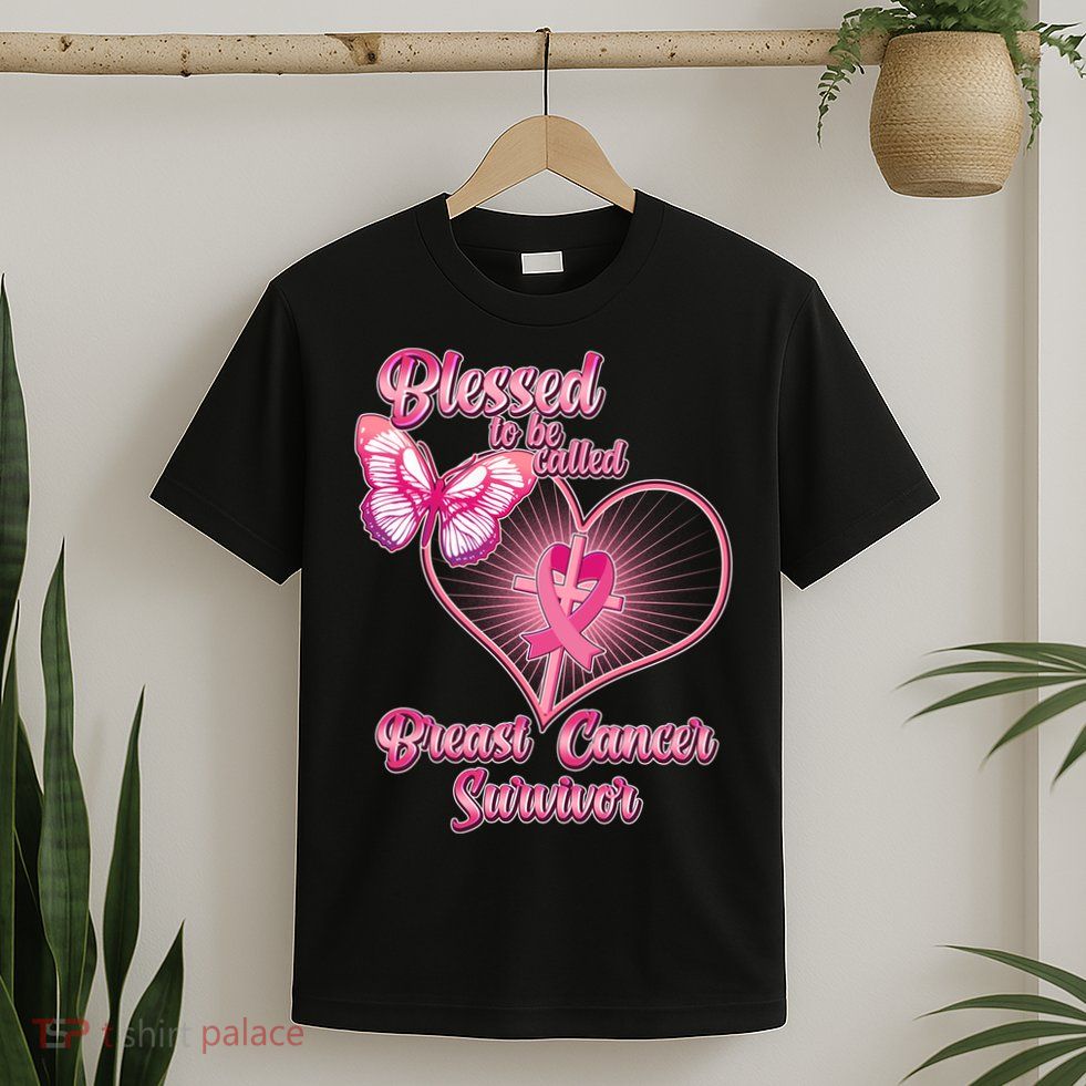 Blessed To Be Called Breast Cancer Survivor Pink Ribbon Cross T-Shirt